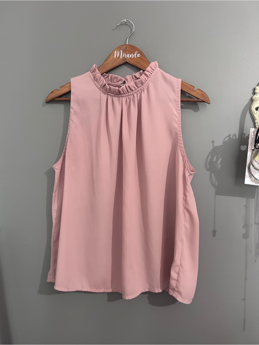 SHEIN Dusty Pink Ruffled Mock Neck Sleeveless Camisole